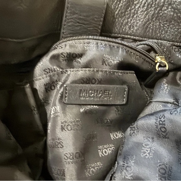 Michael Kors BIG VALLEY Large NS Tote Bag BLACK Leather Gold Tone Handbag - Picture 12 of 16